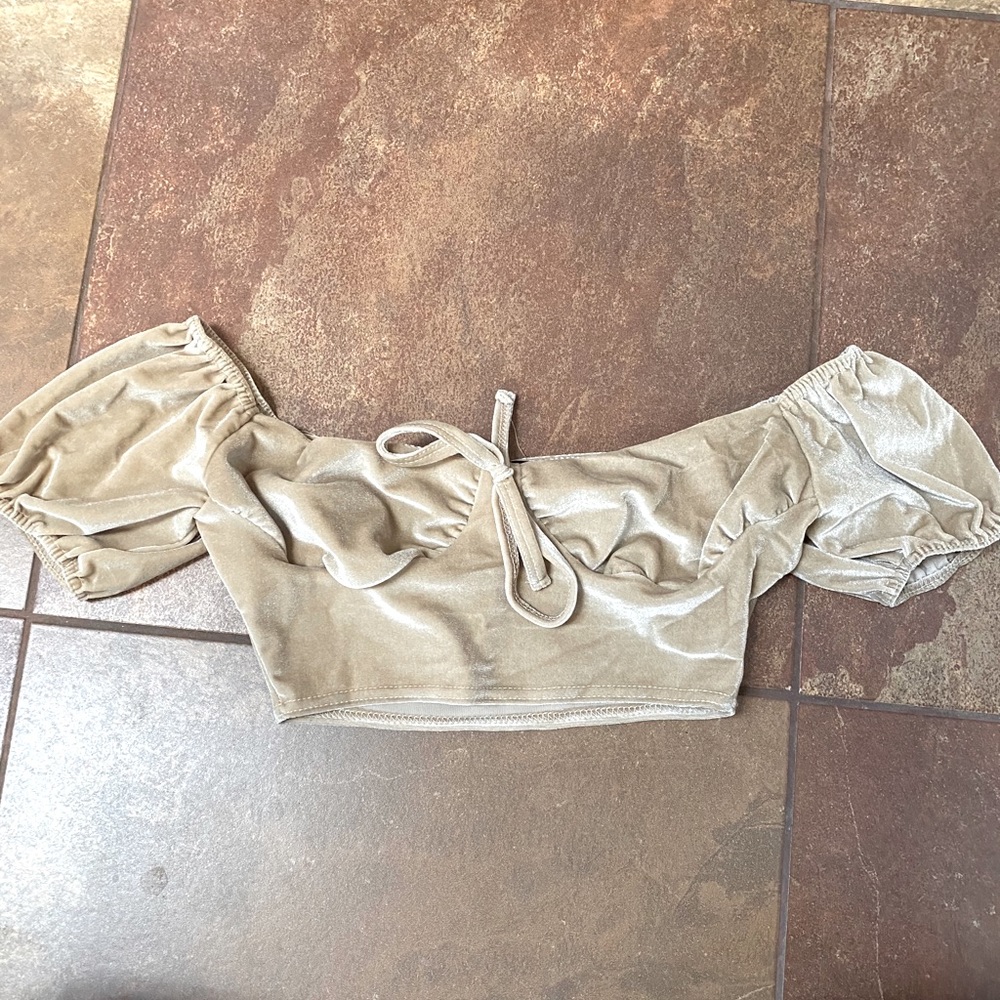 Nude velvet crop top